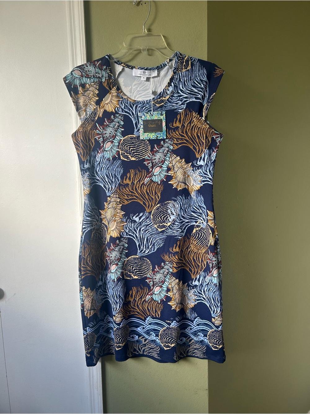 NWT Jean-Pierre Klifa Lily Dress Coral Sea Life  Sz M